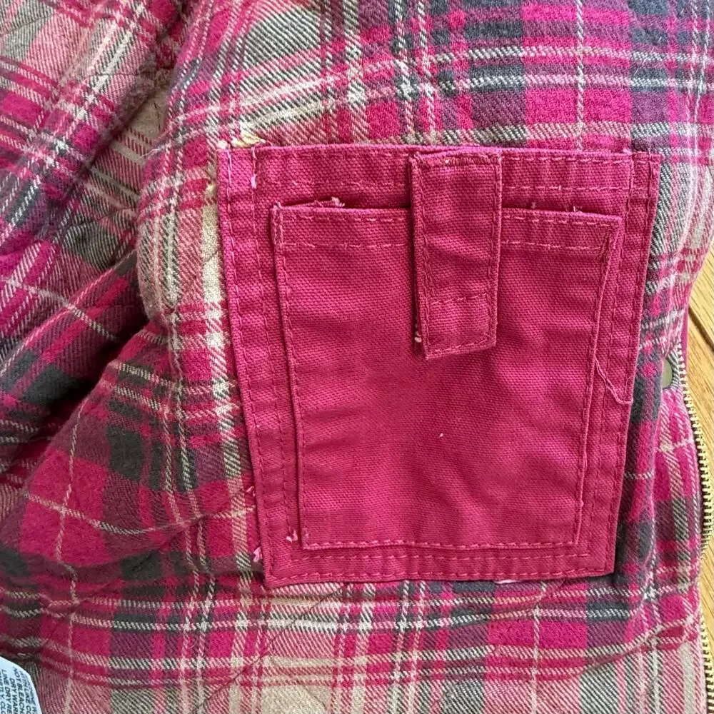 Women’s  C.E. SCHMIDT Workwear Medium Canvas Coat Barn Chore Quilted Hooded - Picture 9 of 12